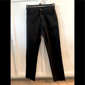 👖Sale Shein Black high waisted mom jeans w/Distressed Raw Hem around ankle Sz 4